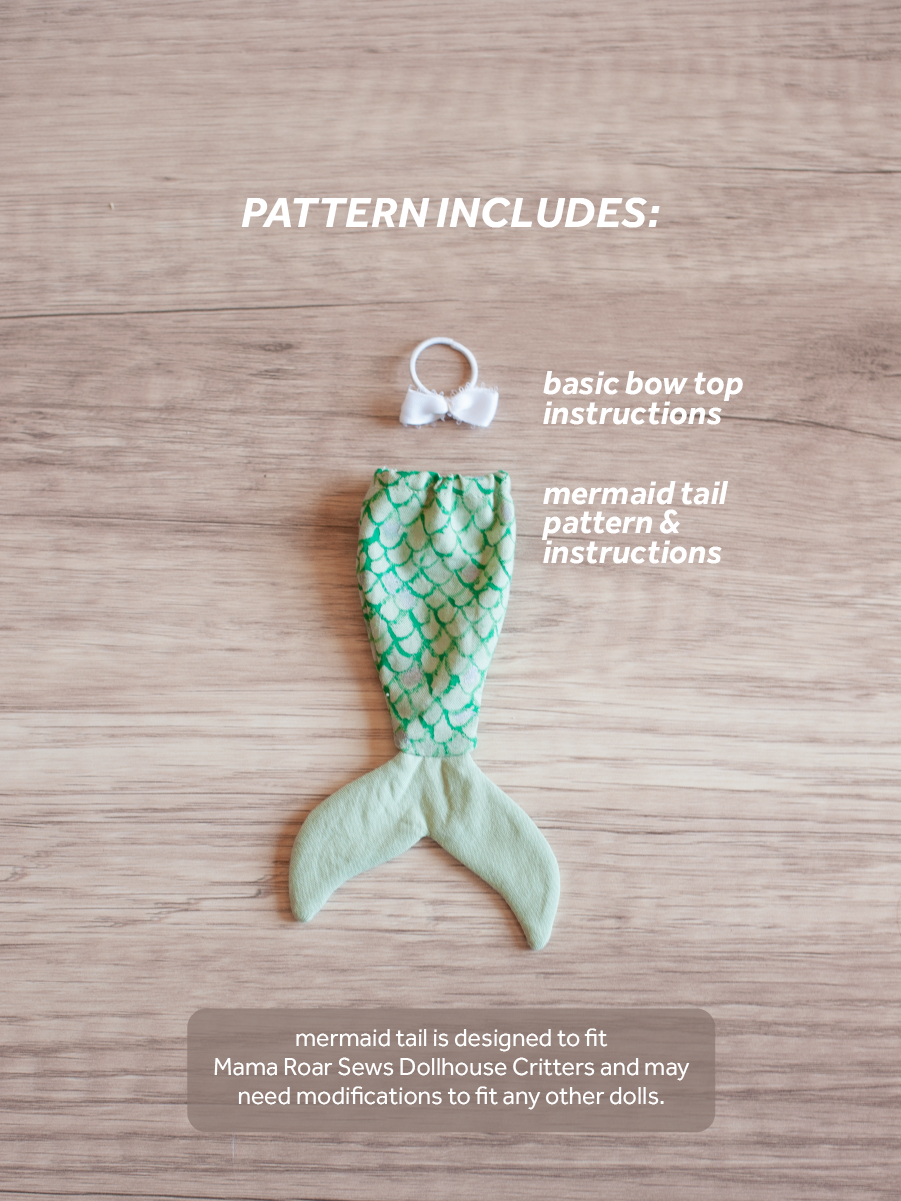 Dollhouse Critter Mermaid Tail PDF Sewing Pattern & Instructions