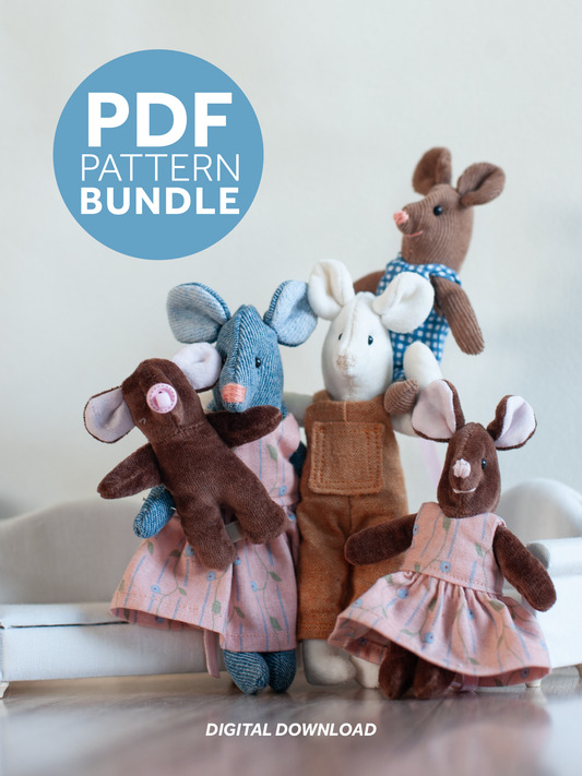 Dollhouse Mouse Family Bundle -  PDF Sewing Pattern & Instructions