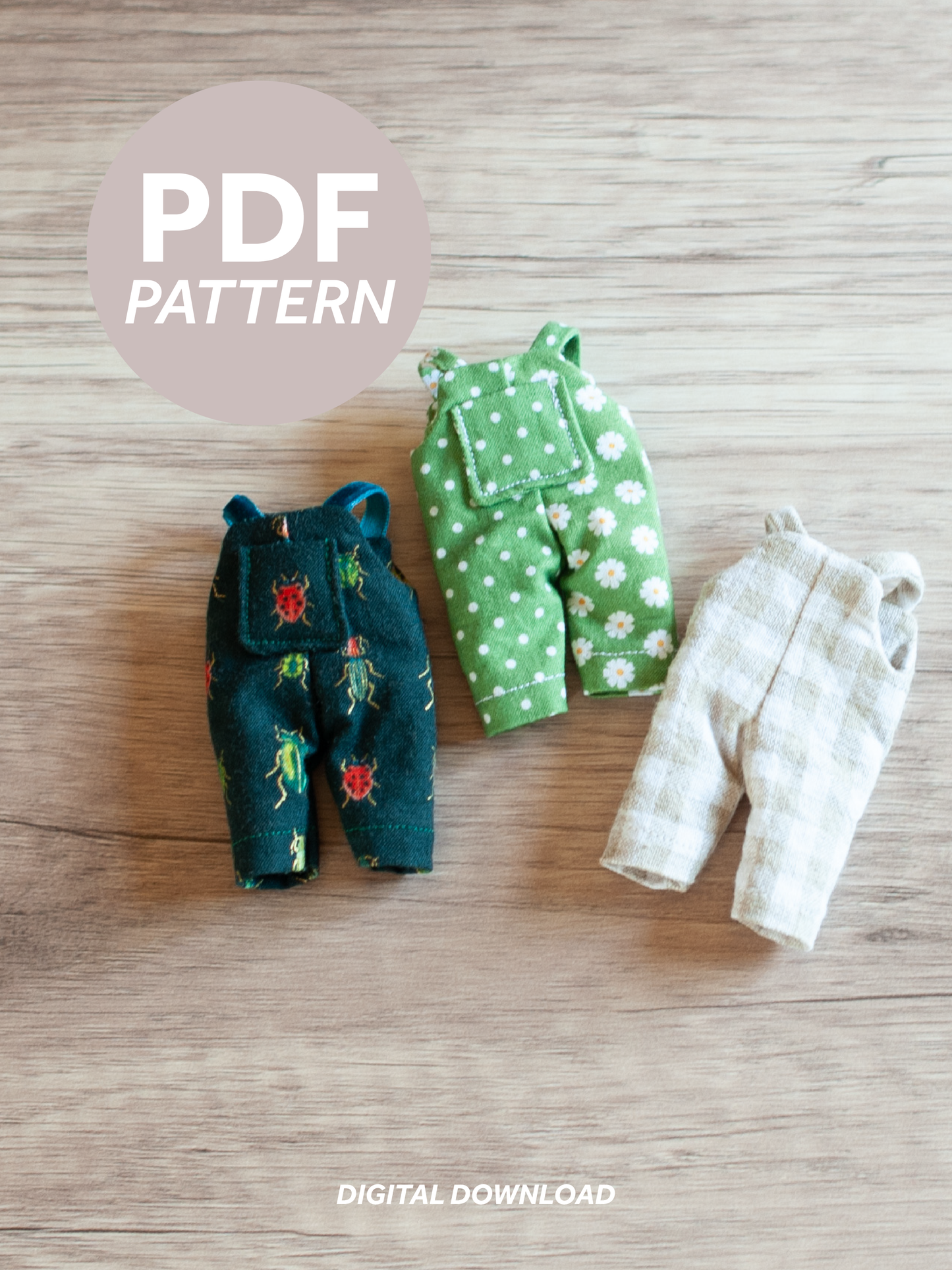 Dollhouse Critter Overalls PDF Sewing Pattern & Instructions