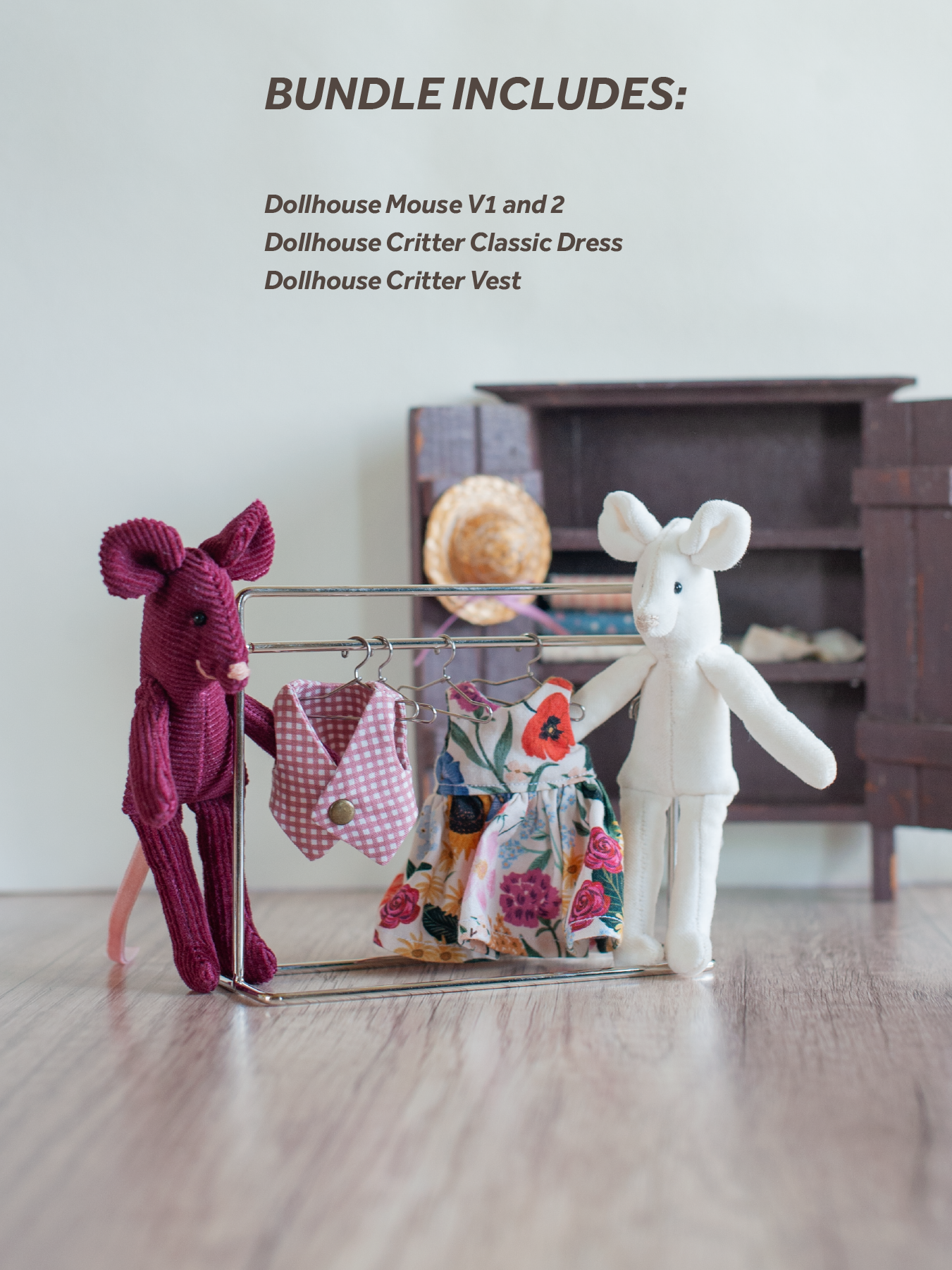 Beginner Bundle -  Dollhouse Mouse PDF Sewing Pattern & Instructions